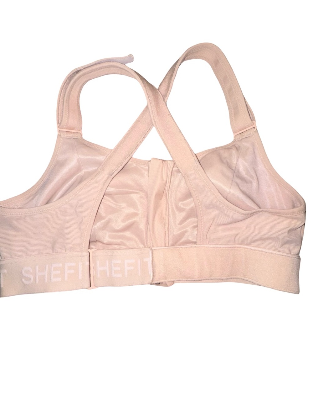 SHEFIT nude Cross-Back Adjustable Velcro Support Sports Bra size 1 luxe XL - Picture 2 of 4